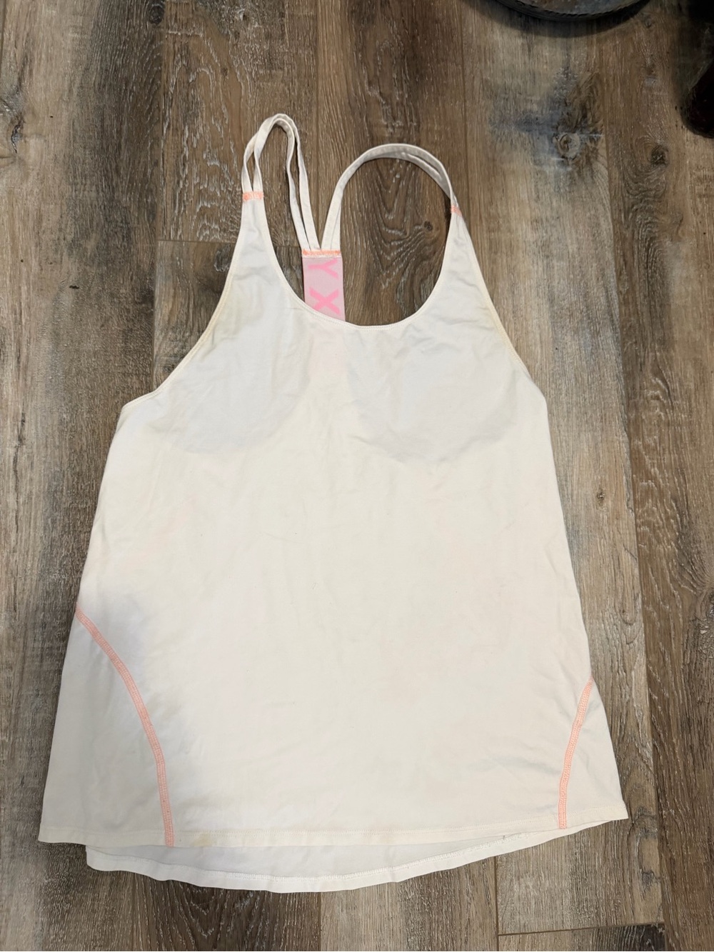Roxy Cream Athletic Tank with Pink Trim